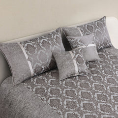 Malako Grey Jacquard King Size 5 Piece Bedspread Set