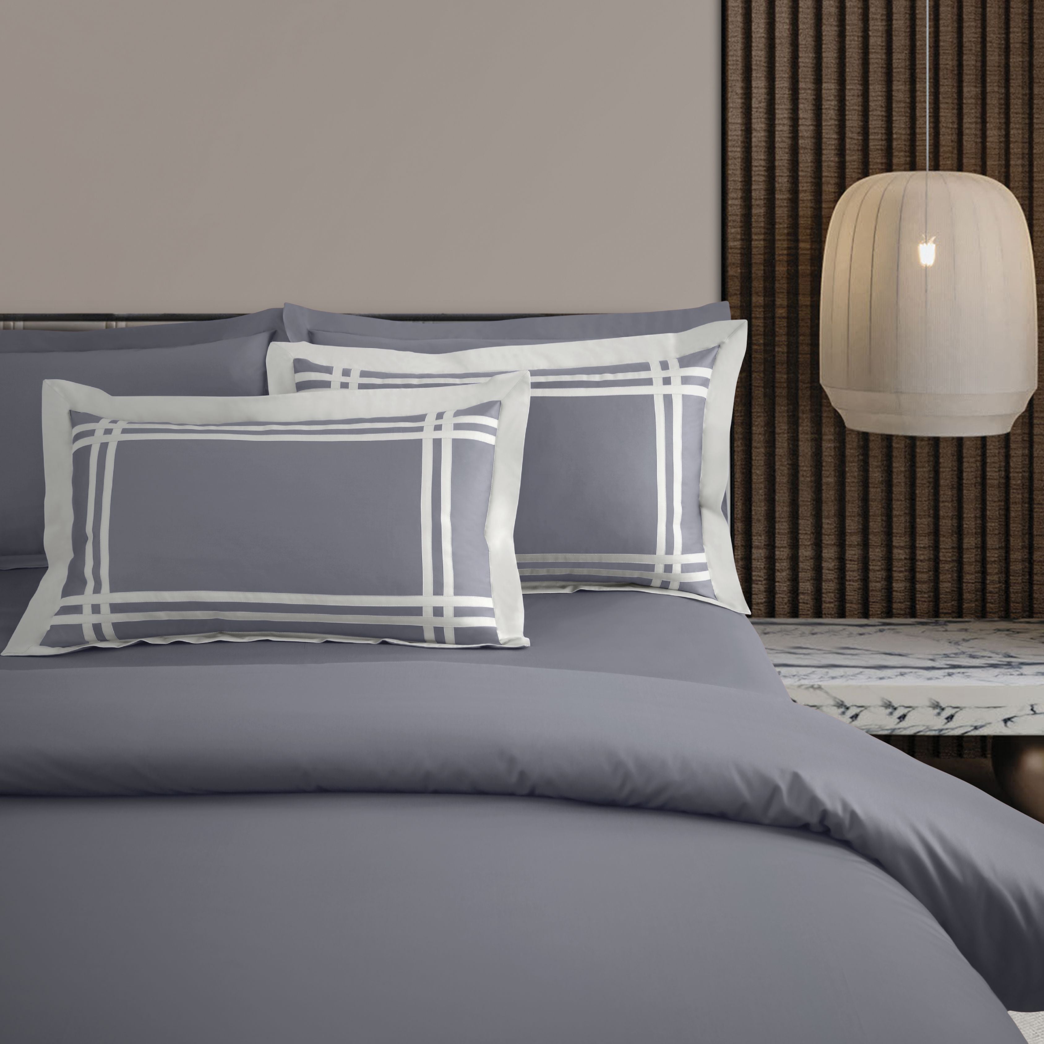 Malako Luxe: Bodo Collection 550TC Grey 100% Cotton Super King Size Bedding