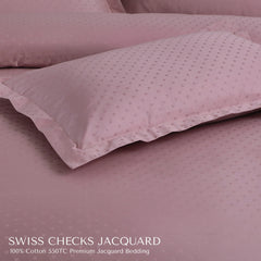 Malako Swiss Checks Jacquard Blush Pink 550 TC 100% Cotton King Size Bedding