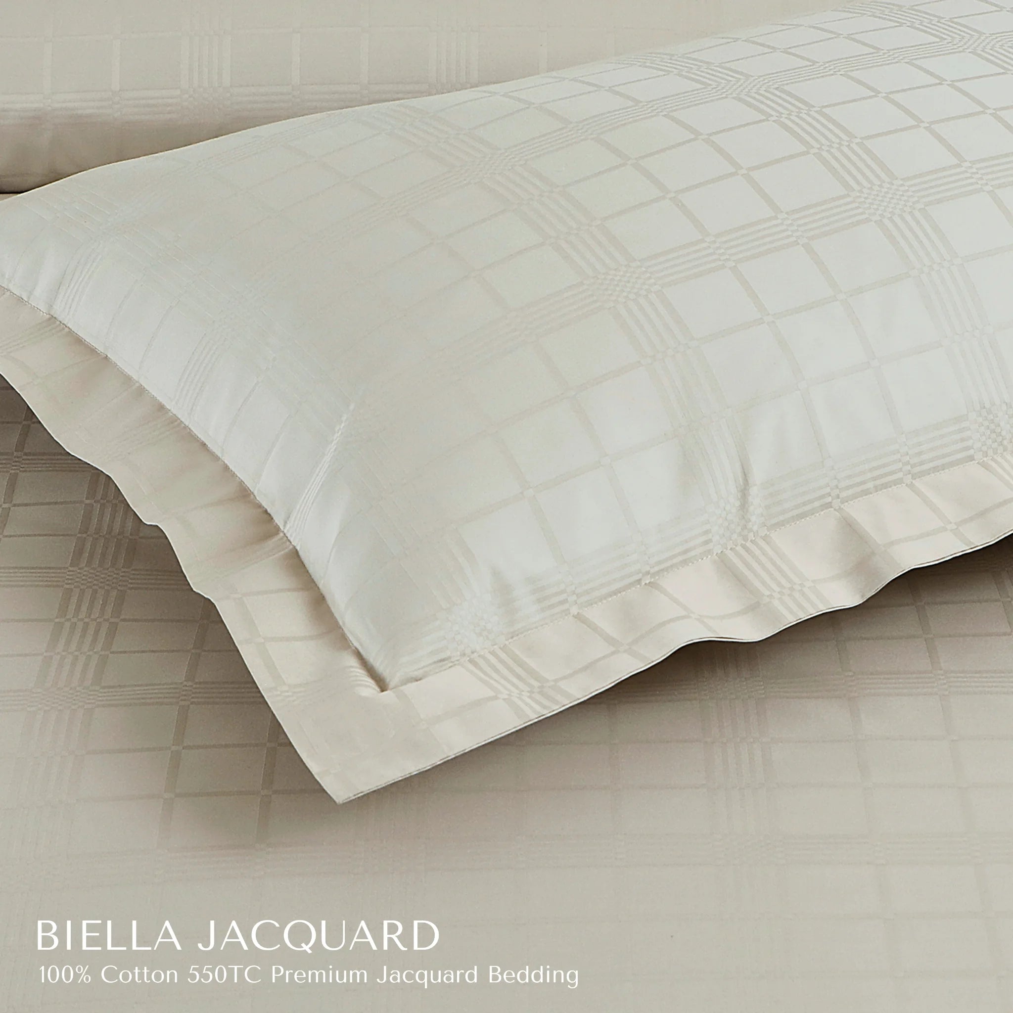 Malako Biella Jacquard Olive Beige Checks 550 TC 100% Cotton King Size Bedding