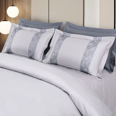 Malako Luxe Stitch & Dream: 550 TC Silver Grey Premium Embroidered Bedding