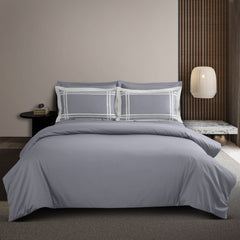 Malako Luxe: Bodo Collection 550TC Grey 100% Cotton Super King Size Bedding