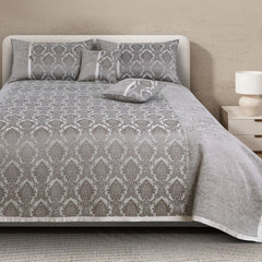 Malako Grey Jacquard King Size 5 Piece Bedspread Set