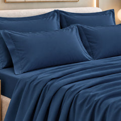 Malako Luxe: Vibrant Collection 550TC Blue 100% Cotton Super King Size Bedding