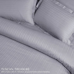 Malako Tuscan Treasure Striped Jacquard Silver Grey 550 TC 100% Cotton King Size Bedding
