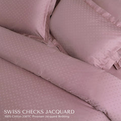 Malako Swiss Checks Jacquard Blush Pink 550 TC 100% Cotton King Size Bedding