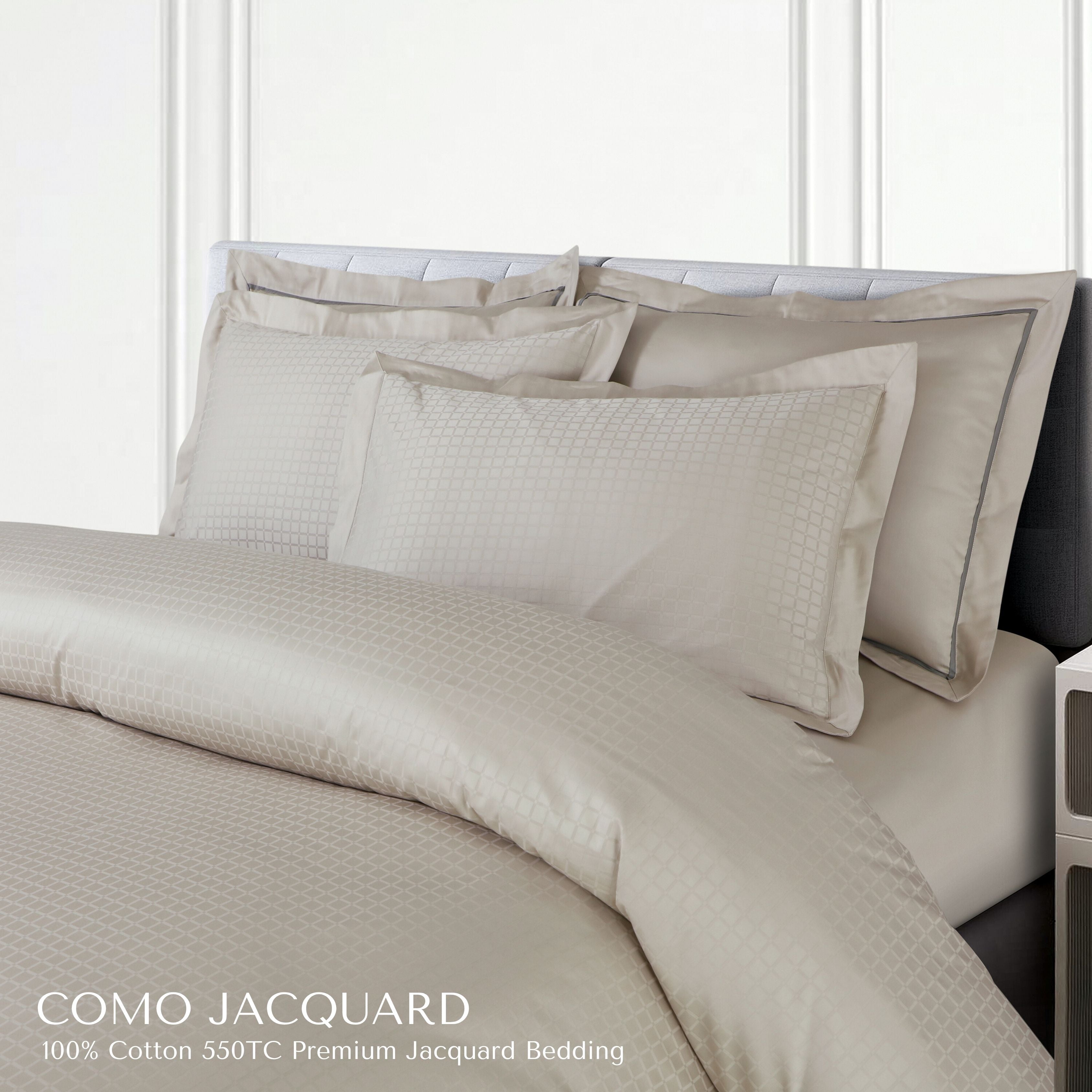 Malako Como Jacquard Checkered 550 TC 100% Cotton King Size Bedding