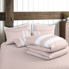 Malako Caèn 500TC 100% Cotton Peach 7 Piece Bedding Set