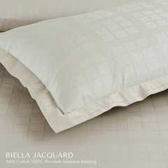 Malako Biella Jacquard Olive Beige Checks 550 TC 100% Cotton King Size Bedding