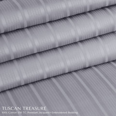 Malako Tuscan Treasure Striped Jacquard Silver Grey 550 TC 100% Cotton King Size Bedding