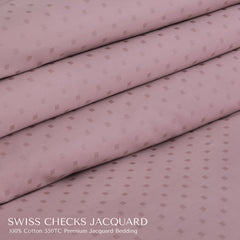 Malako Swiss Checks Jacquard Blush Pink 550 TC 100% Cotton Duvet Cover