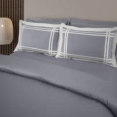 Malako Luxe: Bodo Collection 550TC Grey 100% Cotton Super King Size Bedding