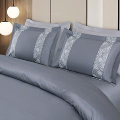 Malako Luxe Stitch & Dream: 550 TC Grey Premium Embroidered Bedding