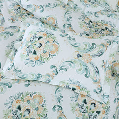 Malako Basel White and Green 100% Cotton King Size Bedding Set