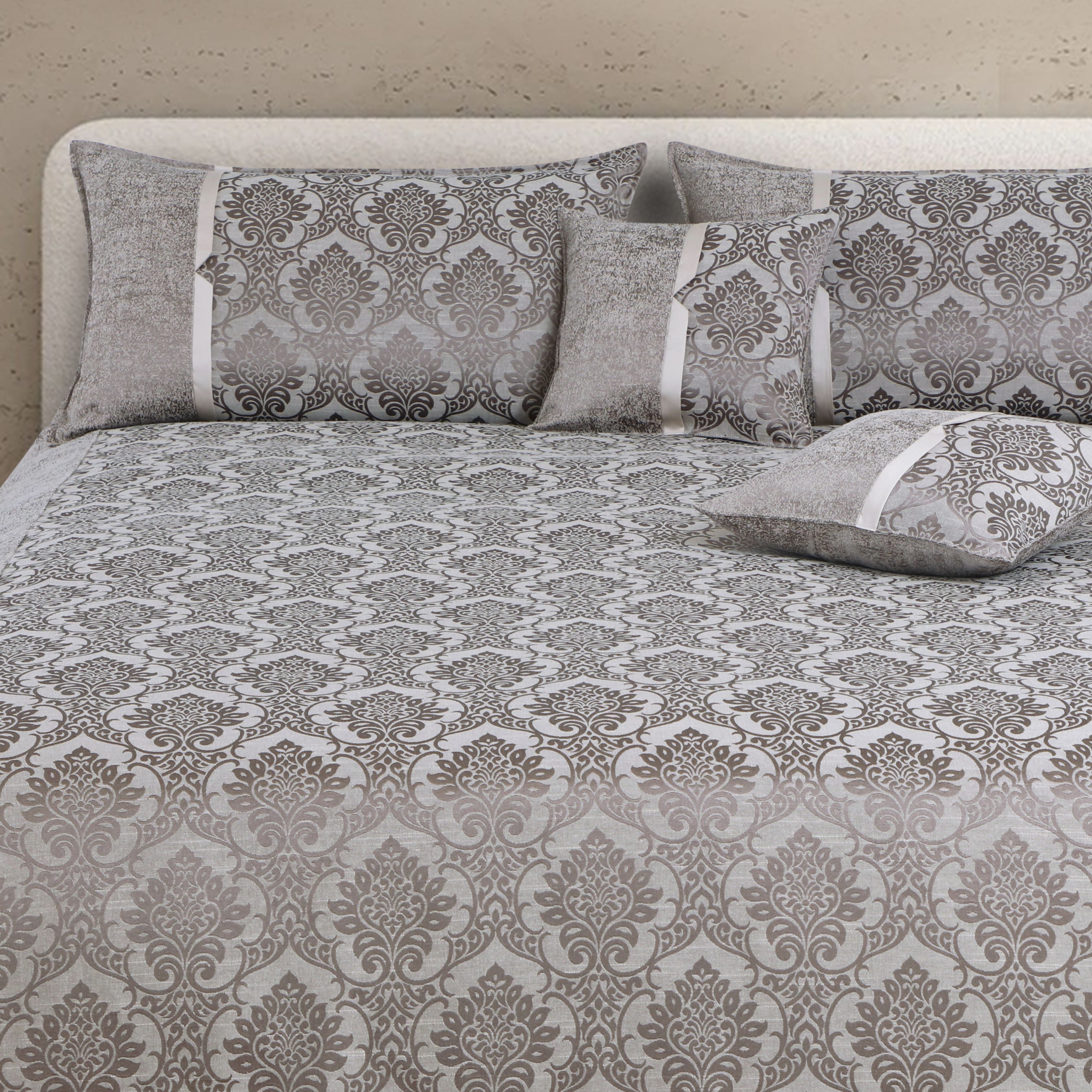 Malako Grey Jacquard King Size 5 Piece Bedspread Set