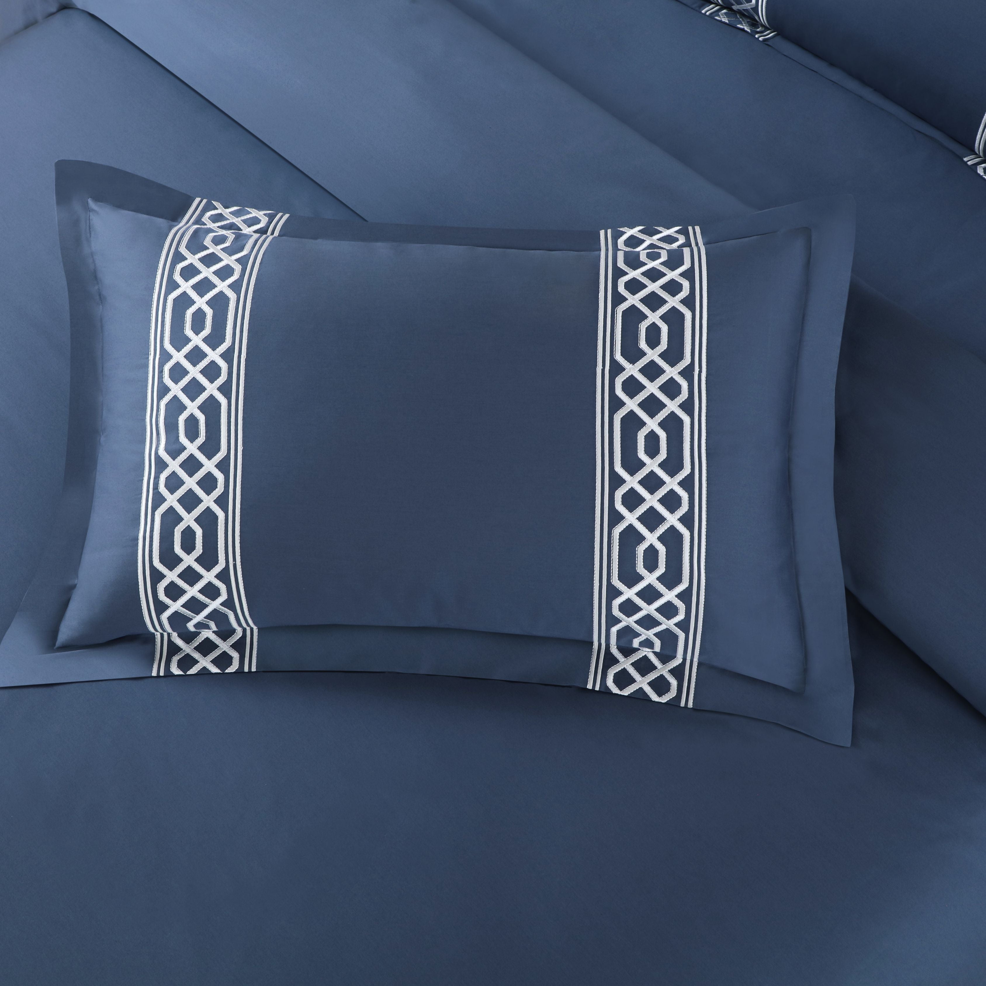 Malako Luxe Stitch & Dream: 550 TC Blue Premium Embroidered Bedding