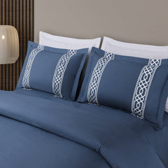 Malako Luxe Stitch & Dream: 550 TC Blue Premium Embroidered Bedding