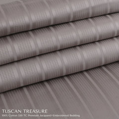 Malako Tuscan Treasure Striped Jacquard Taupe 550 TC 100% Cotton King Size Duvet Cover Set