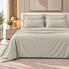 Malako Luxe: Vibrant Collection 550TC Olive Beige 100% Cotton Super King Size Bedding