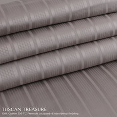 Malako Tuscan Treasure Striped Jacquard Taupe 550 TC 100% Cotton King Size Bedding