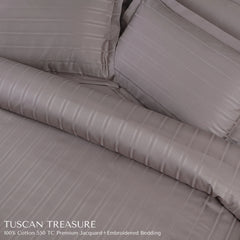 Malako Tuscan Treasure Striped Jacquard Taupe 550 TC 100% Cotton King Size Bedding