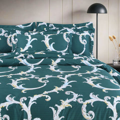 Malako Sion 100% Cotton Green Abstract King Size Bedding