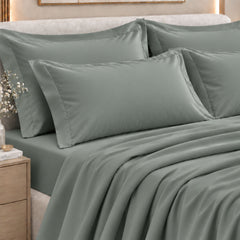 Malako Luxe: Vibrant Collection 550TC Olive Green 100% Cotton Super King Size Bedding