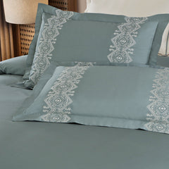 Malako Luxe Collection: 550 TC Olive Green Premium Embroidered Bedding