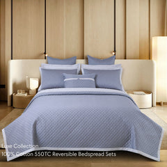 Malako Luxe 550 TC 100% Cotton Grey Solid King Size Reversible Bedspread Set