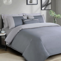 Malako Luxe Pintex 100% Cotton King Size 7 Piece Duvet Cover Set - Grey