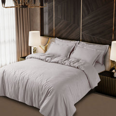 Lyon Jacquard Light Grey Checks 100% Cotton King Size Duvet Cover