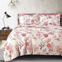 Malako Basel 350TC 100% Cotton Light Beige Botanic King Size Bedding