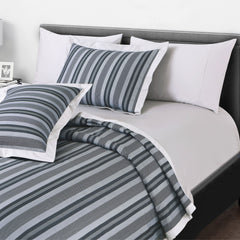 Malako Caèn 100% Cotton Grey Striped Modern Abstract King Size Bedding