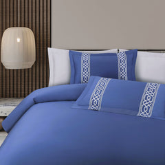 Malako Luxe Stitch & Dream: 550 TC Midnight Blue Premium Embroidered Bedding