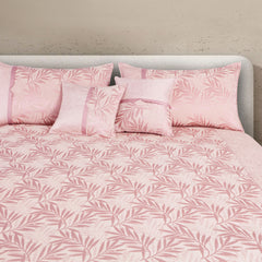 Malako Pink Jacquard King Size 5 Piece Bedspread Set