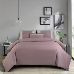 Malako Luxe Pintex 100% Cotton King Size 7 Piece Duvet Cover Set-Wine