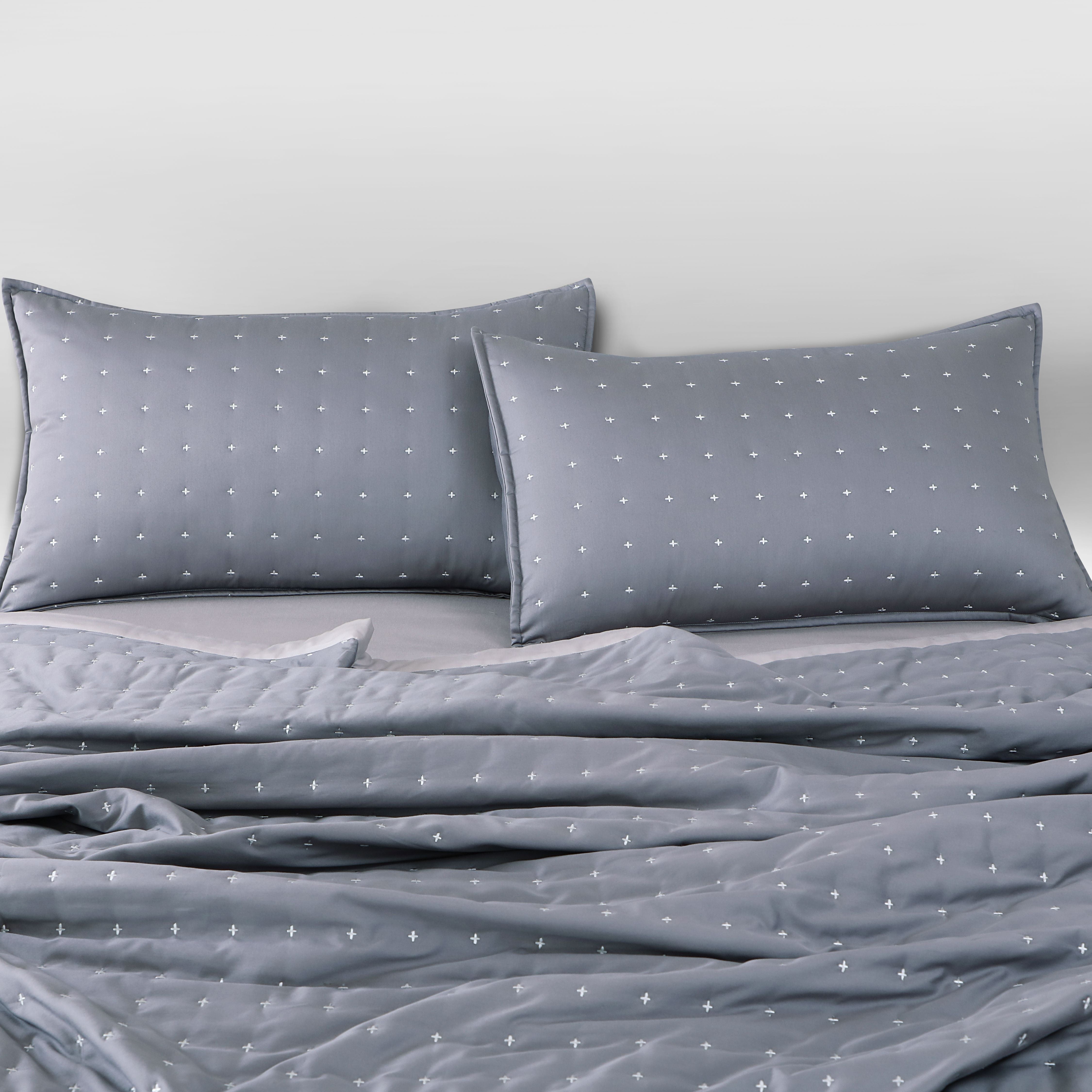 Malako Luxe 550 TC 100% Cotton Grey Solid King Size Bedspread Set