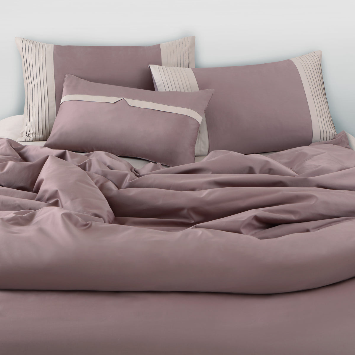 Malako Luxe Pintex 100% Cotton King Size 7 Piece Duvet Cover Set-Wine