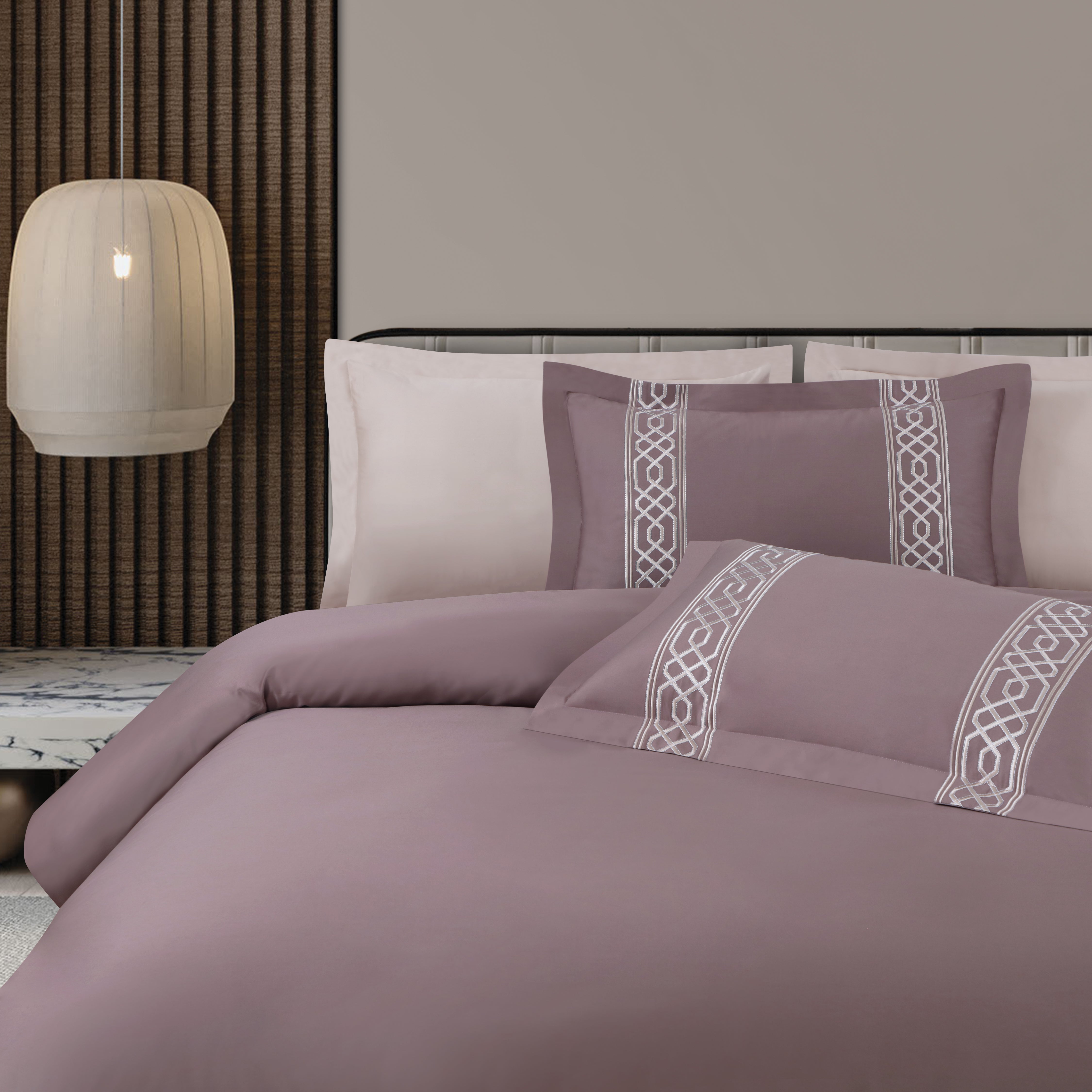 Malako Luxe Stitch & Dream: 550 TC Wine/Mauve Premium Embroidered Bedding