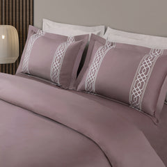 Malako Luxe Stitch & Dream: 550 TC Wine/Mauve Premium Embroidered Bedding