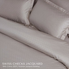 Malako Swiss Checks Jacquard Beige 550 TC 100% Cotton Duvet Cover
