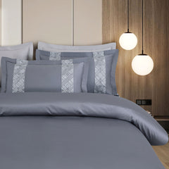 Malako Luxe Stitch & Dream: 550 TC Grey Premium Embroidered Bedding