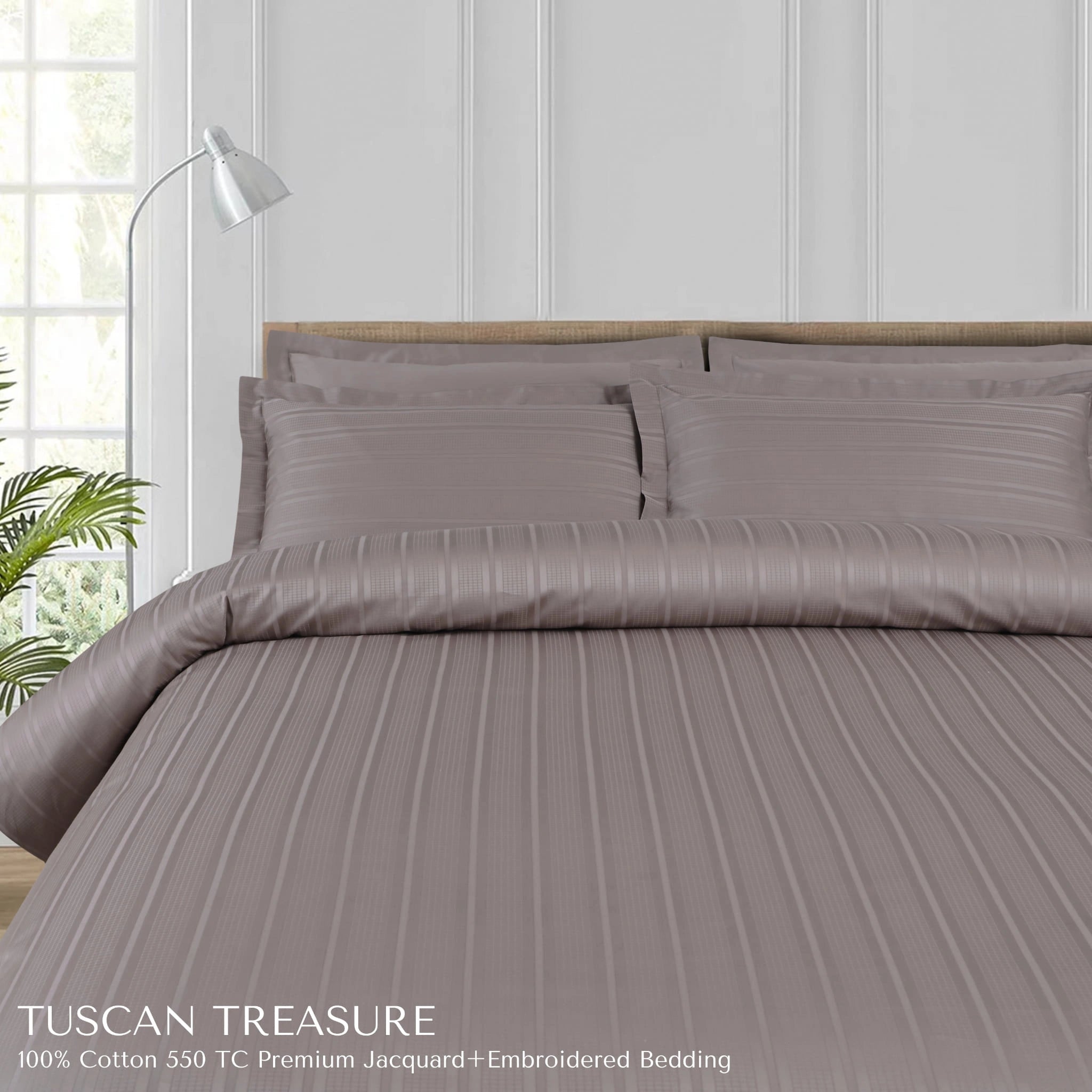 Malako Tuscan Treasure Striped Jacquard 550 TC 100% Cotton King Size Bedding