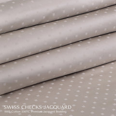 Malako Swiss Checks Jacquard Beige 550 TC 100% Cotton Duvet Cover