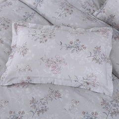 Malako Sion 100% Cotton Grey Floral King Size Bedding