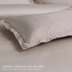 Malako Swiss Checks Jacquard Beige 550 TC 100% Cotton Duvet Cover