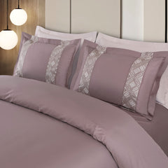 Malako Luxe Stitch & Dream: 550 TC Wine/Mauve Premium Embroidered Bedding