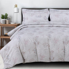 Malako Sion 100% Cotton Grey Floral King Size Bedding