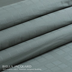 Malako Biella Jacquard Olive Green Checks 550 TC 100% Cotton King Size Bedding