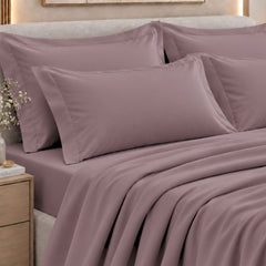 Malako Luxe: Vibrant Collection 550TC Mauve/Wine 100% Cotton Super King Size Bedding